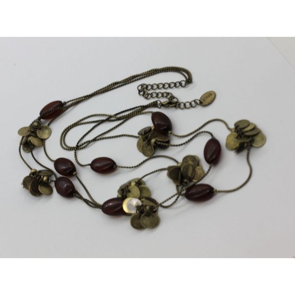 🔴2 NECKLACES- signed ICING & 1928 gemstone, brass, - Picture 7 of 9